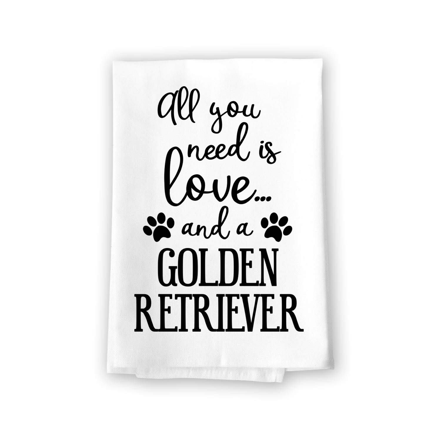 Funny Golden Retriever Kitchen Towel - All You Need is Love & Dog Lovers Dish Towel | 27x27 Inch Multi-Purpose Pet Decor for Kitchen, Bathroom & Gifts | Honey Dew Gifts (Item 10383)