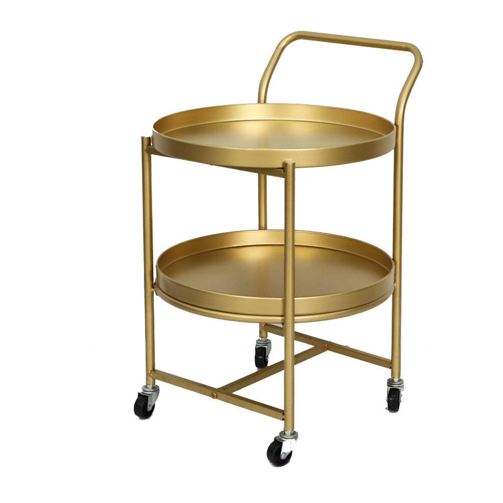 ACQUIRE Iron Double-Decker Cart - Coffee Table, Bedside Table, Living Room & Bedroom Storage Organizer - Multi-Functional Side Table for Home, Office & Manicure Shop - Perfect for Tea Time, Reading & Small Space Organization