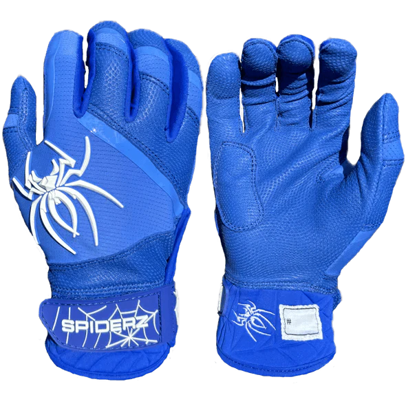 Spiderz Pro Premier Batting Gloves - Royal Blue & White | High-Performance Baseball & Softball Gloves for Training & Games | Durable & Comfortable Grip for Enhanced Performance