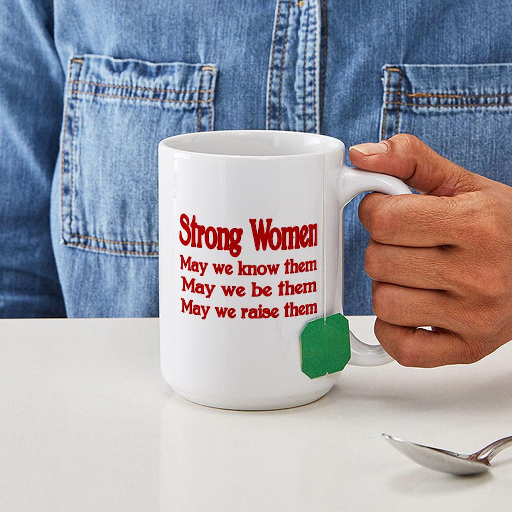 Strong Women 15 oz (444 ml) Ceramic Coffee Mug - Inspirational Gift for Women, Office & Home Use - Perfect for Tea, Coffee & Hot Beverages