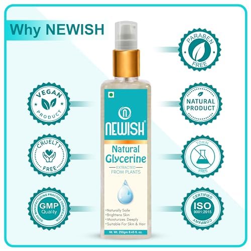 Pure & Unscented Glycerin for Skin Care - 100% Natural Glycerin Liquid for Face, Body & Hair - 250ml Bottle | Hydrating Moisturizer for Dry Skin, DIY Beauty Recipes & Soap Making