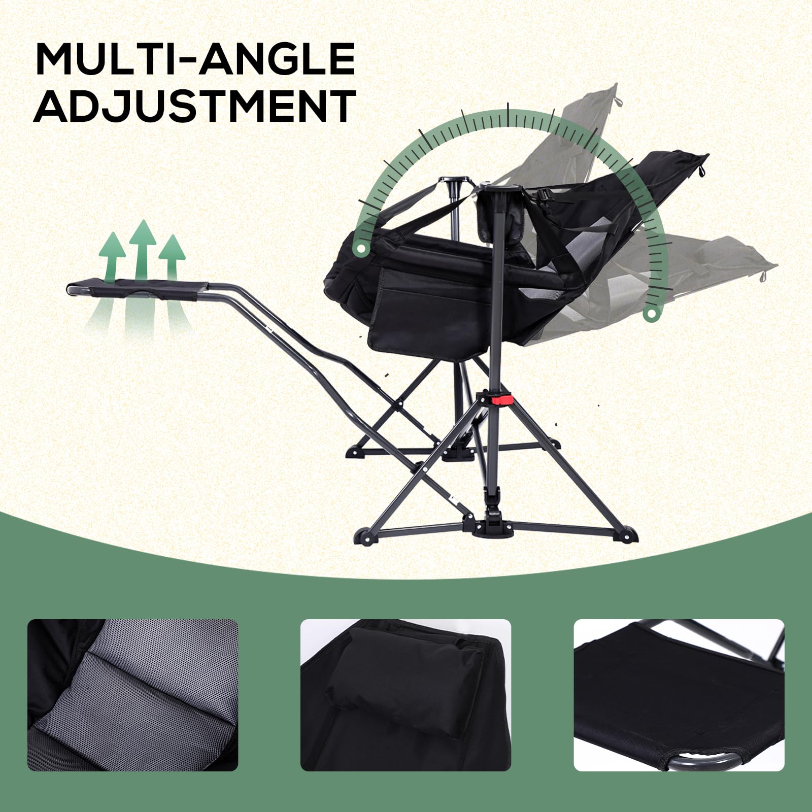 Portable Hammock Chair with Footrest - 2 Pack Lightweight Camping Rocker Swing Chair for Outdoor, Backyard, Patio & Travel - Includes Cup Holder & Storage Pocket - Perfect for Camping, Picnics, Beach & Relaxation