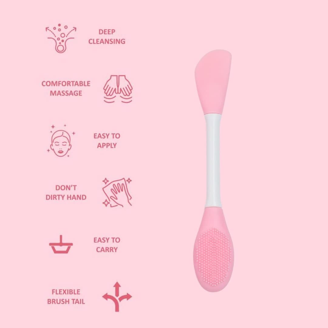 Noiant 2-in-1 Silicone Face Mask Applicator & Makeup Brush - Double-Ended Facial Mask Brush for Mud, Clay, Charcoal Masks - Soft Beauty Tool for Cream & Lotion Application - Perfect for Spa, Home Skincare & Professional Makeup