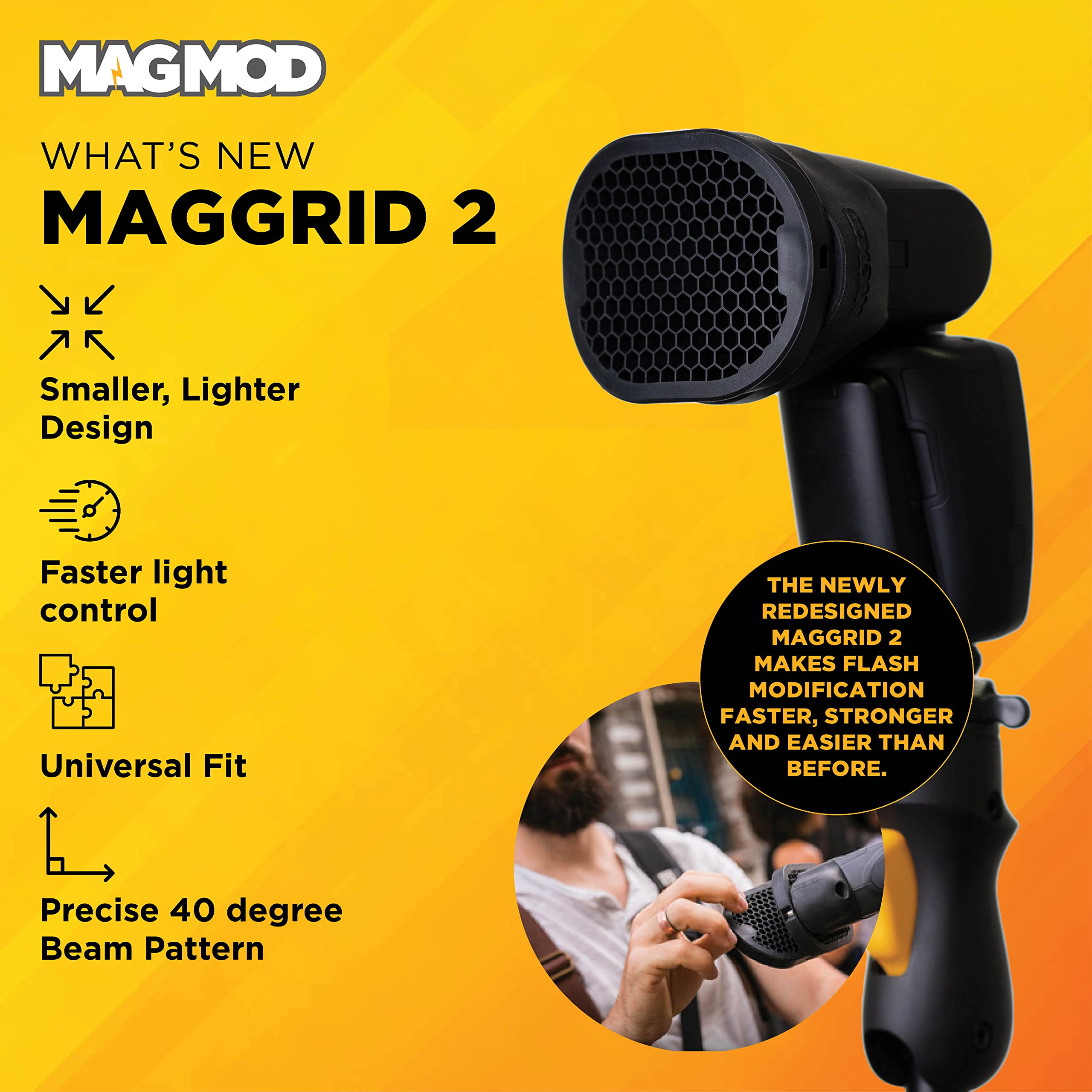 MagMod Starter Flash Kit 2 - Magnetic Camera Speedlight Diffuser & Light Modifier Set with MagGrip 2, MagSphere 2, MagGrid 2 | Superior Lighting Control for Professional Photography, Portraits & Studio Shoots | Perfect for Wedding, Event & Outdoor Photography