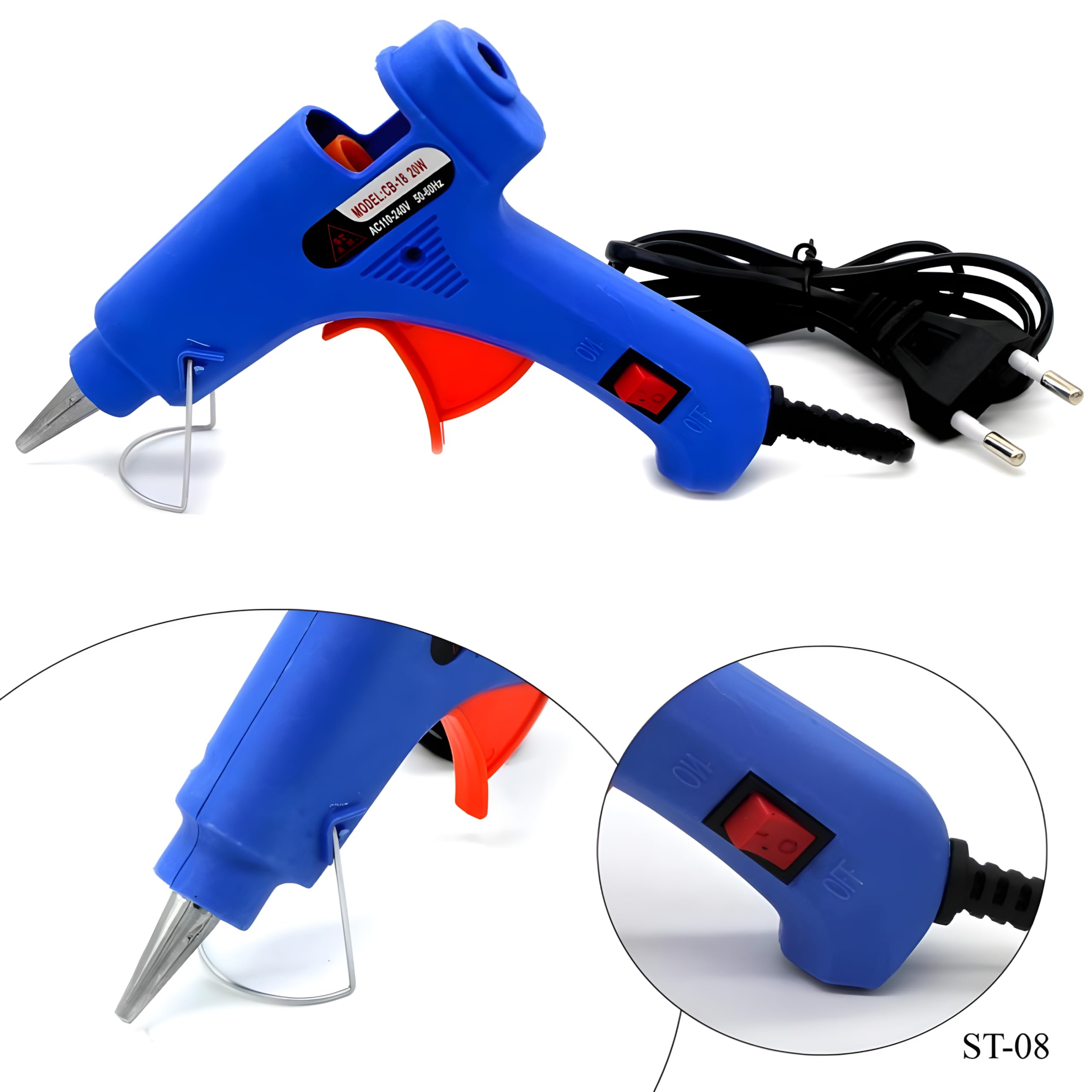 60W High-Temperature Glue Gun with On/Off Switch & LED Light - Heavy Duty for DIY Crafts, Home Repairs, Woodworking, Metal, Plastic, and Toy Fixing - Ergonomic Grip Design - Compatible with 7mm Glue Sticks - Perfect for Arts & Crafts, Home Improvement, and Hobby Projects