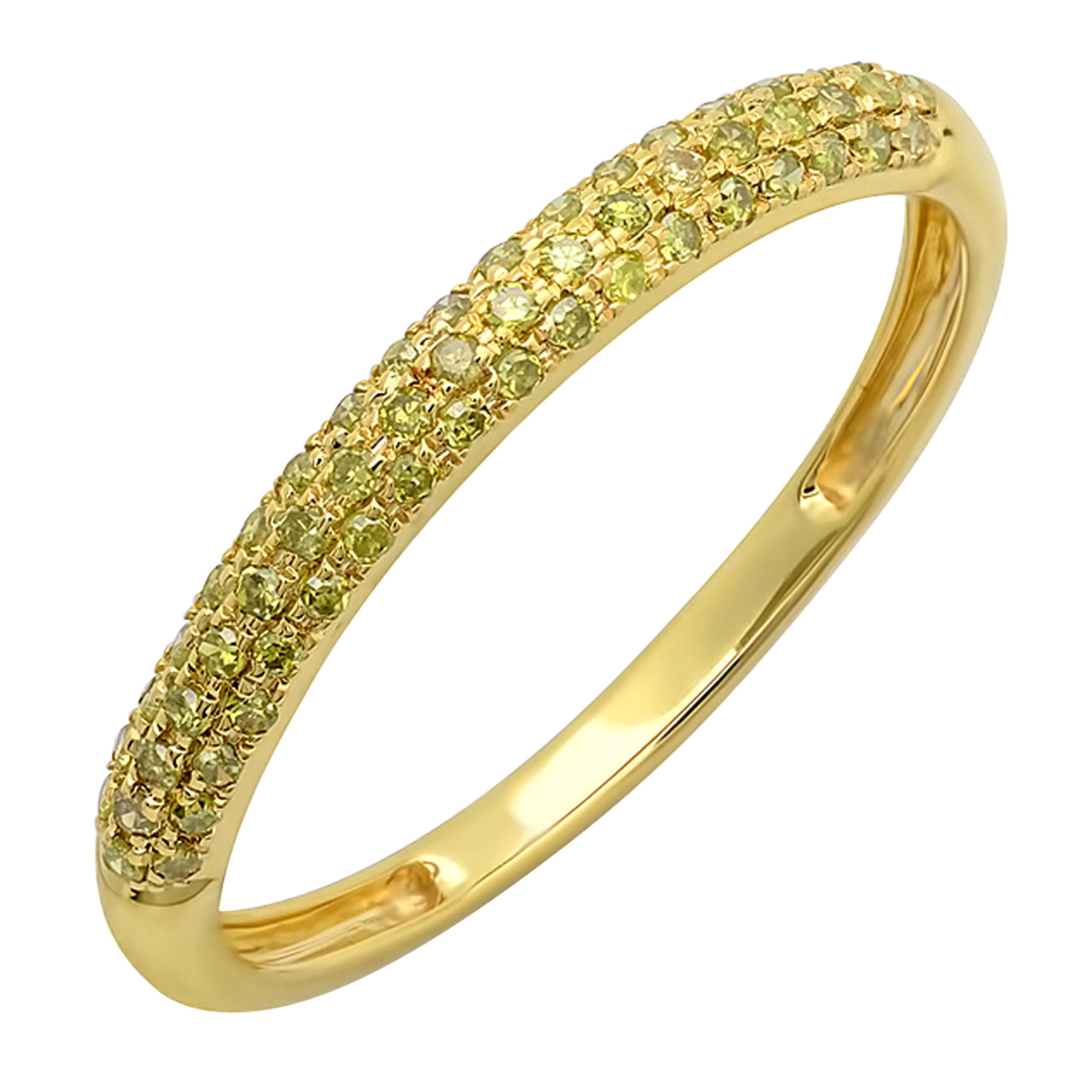 14K Yellow Gold 0.25ct Diamond Anniversary Ring for Women - Stackable Wedding Band