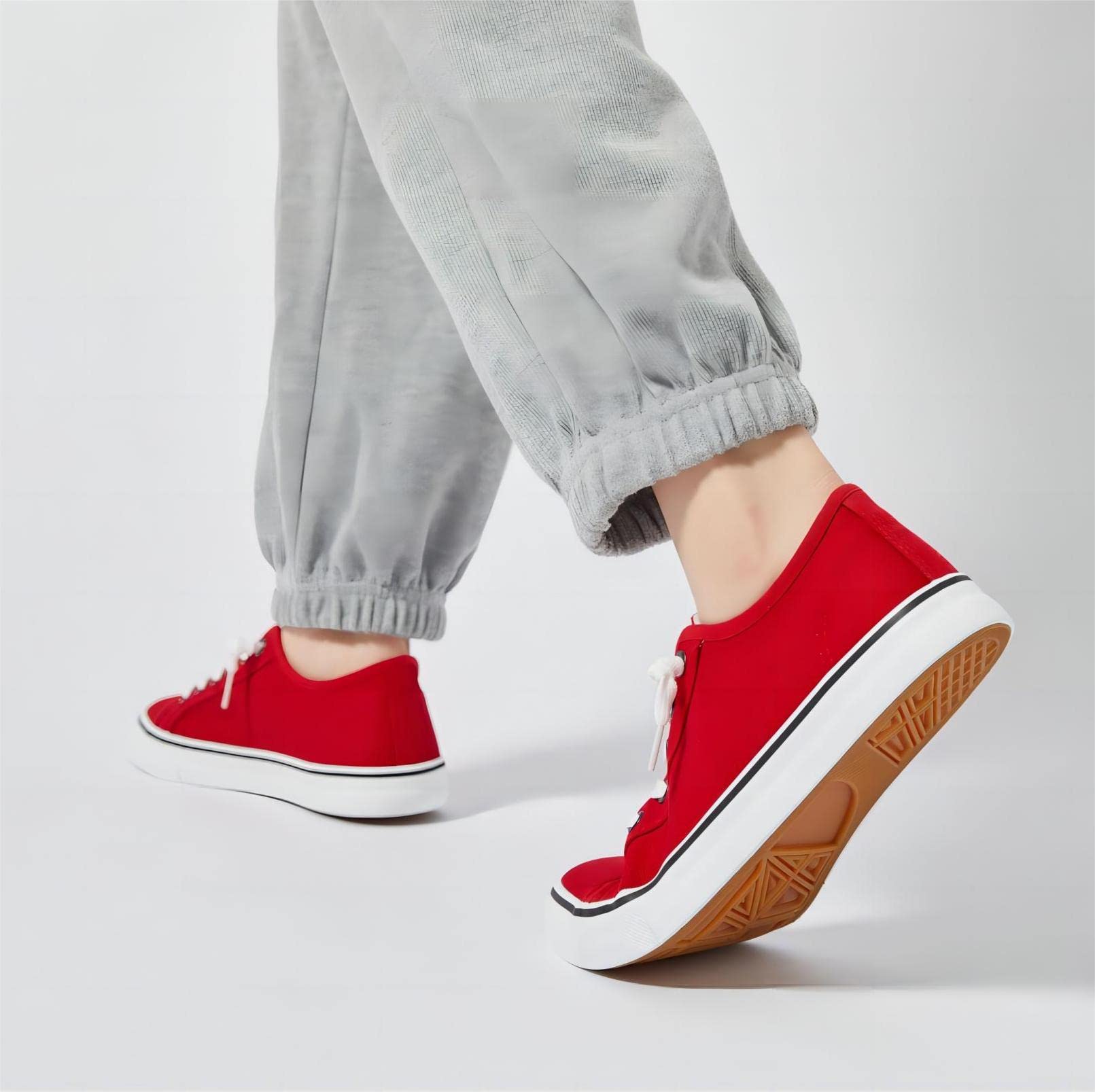 Women's Slip-On Canvas Sneakers - Non-Slip Casual Loafers with Lace-Up Design | Comfortable Low-Top White & Black Fashion Shoes for Walking, Travel & Everyday Wear