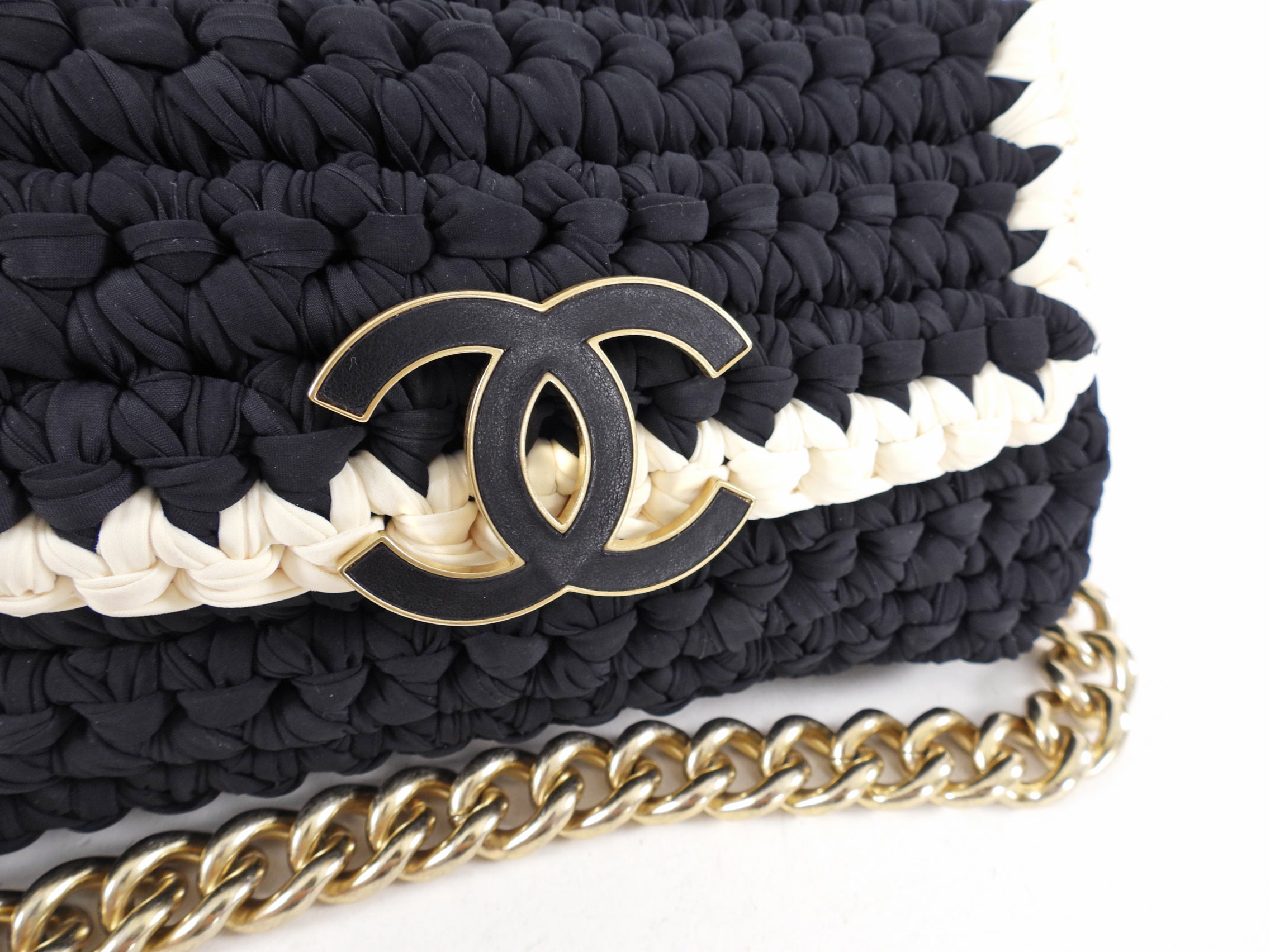 Chanel Fancy Crochet Small Black and Ivory Flap Bag - Luxury Designer Handbag for Women, Perfect for Evening Parties, Date Nights & Special Occasions
