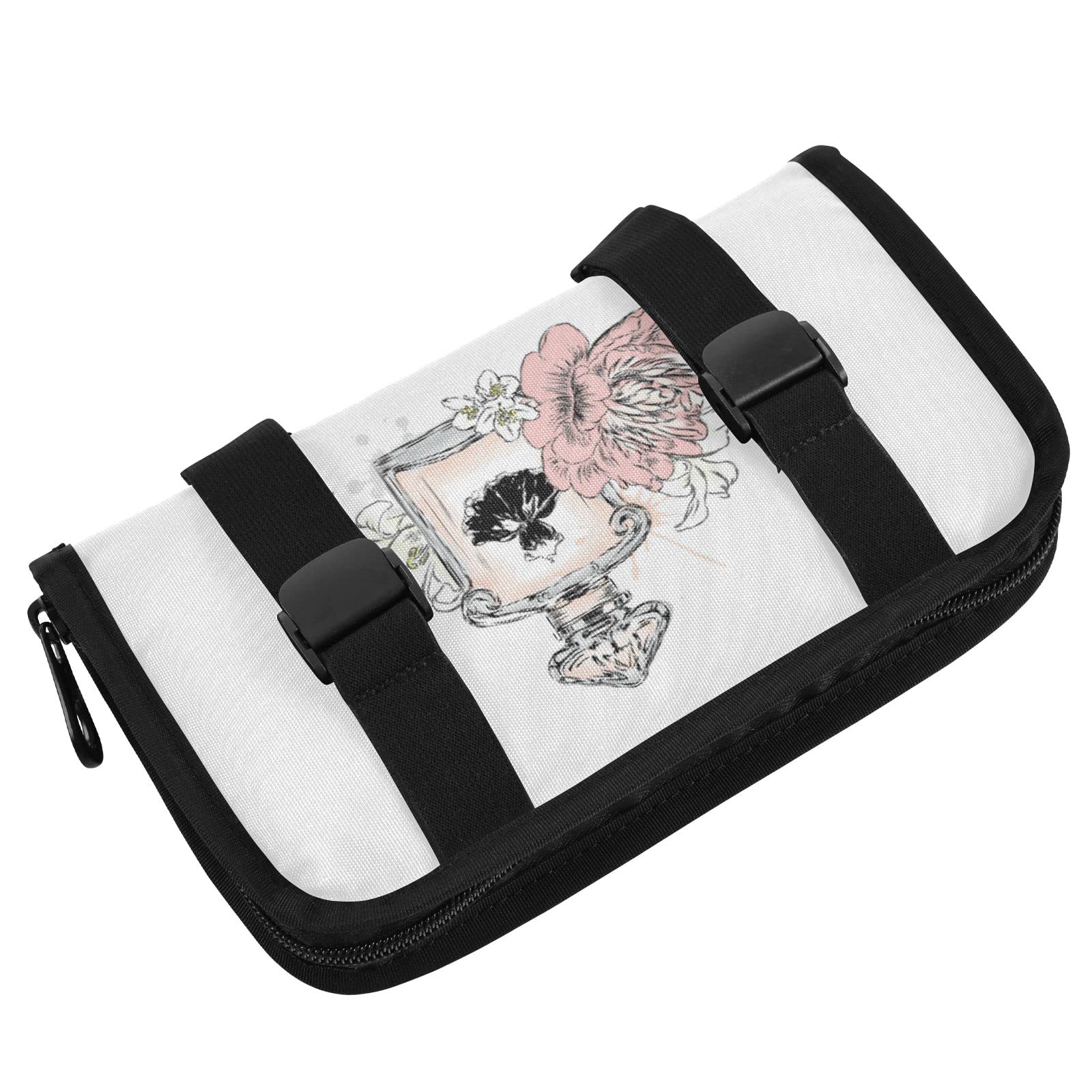 Light Pink Perfume Bottle & Floral Car Tissue Holder - Adjustable Sun Visor Napkin Box with Zipper for Backseat, Perfect for Trucks & Cars | Keep Your Vehicle Clean & Organized
