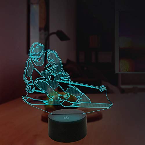 3D Illusion Skateboard Night Light - 7 Color Changing LED Lamp with Touch Switch, USB Powered, Acrylic ABS Base - Perfect for Kids Room Decor, Desk Decorations, Birthday Gifts & Skateboard Lovers (Bus Design)