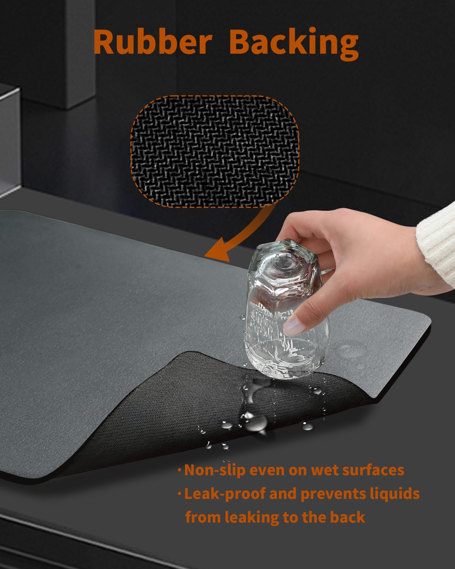 Super Absorbent Dish Drying Mat for Kitchen Counter - Non Slip Rubber Backed Kitchen Mat for Dishes, Coffee Bar & Sink Area | Perfect for Dish Rack, Countertop Protection & Quick Drying | Ideal for Home Kitchen, Coffee Station & Bar Use