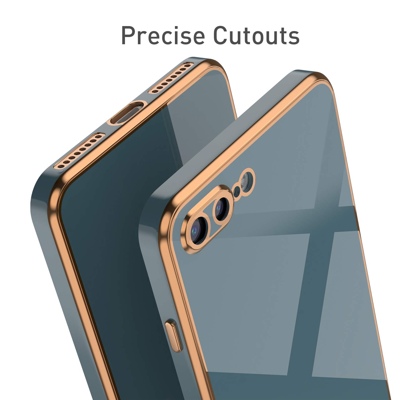 EYZUTAK Soft Silicone Slim Shockproof Case for iPhone 7 Plus/8 Plus - Electroplated Edge Protective Phone Cover (Solid Gray) - Perfect for Everyday Use, Work & Travel