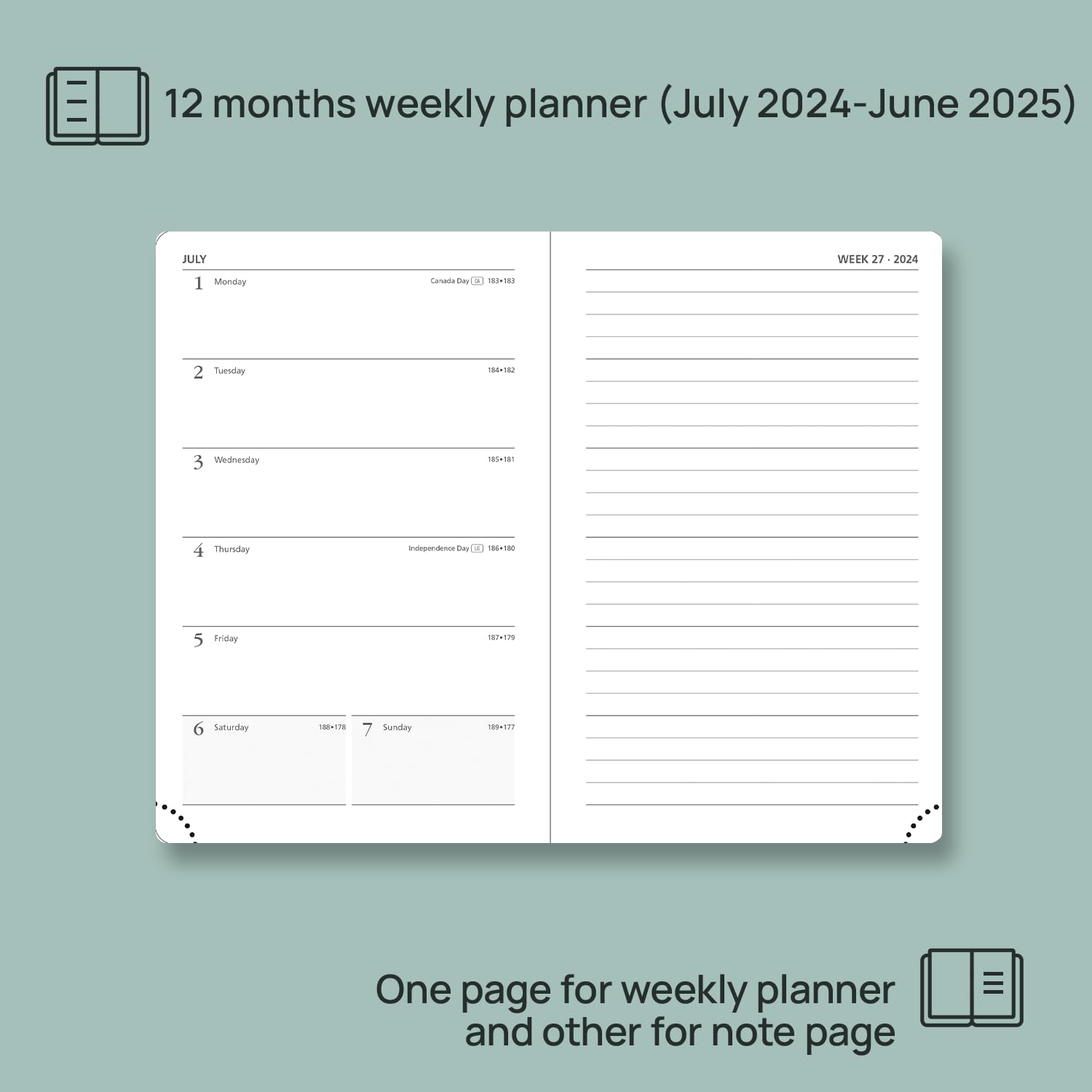 POPRUN 2024-2025 Leather Cover Pocket Planner (4'' x 6.25'') - Weekly & Monthly Academic Calendar Organizer for Time Management, Mini Purse Size with Inner Pocket (July 2024-June 2025) - Perfect for Students, Professionals & Daily Planning