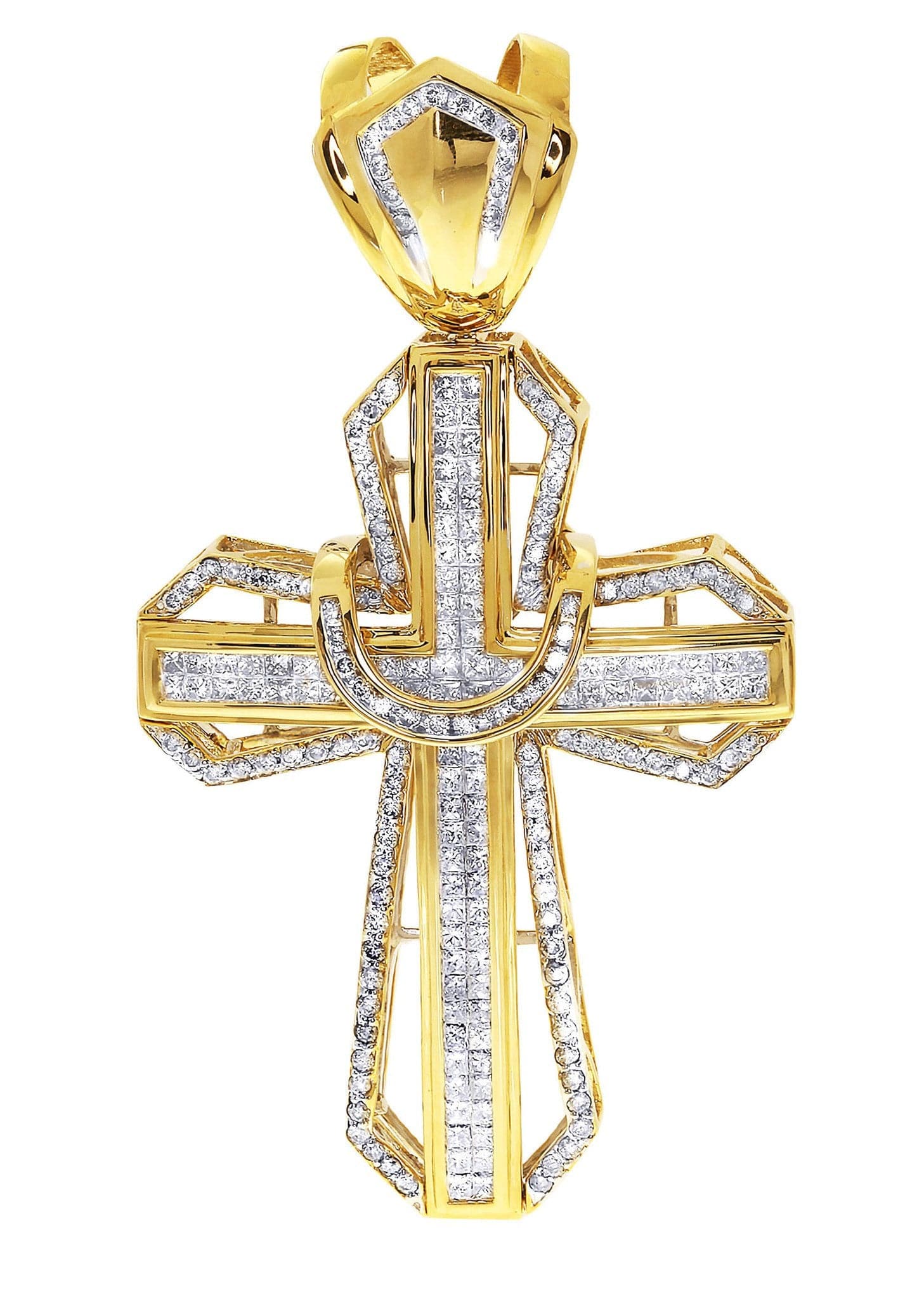 4.11 Carat Diamond Cross Pendant Necklace - 21.23 Grams Solid Gold Religious Jewelry for Women - Perfect for Baptism, First Communion & Special Occasions