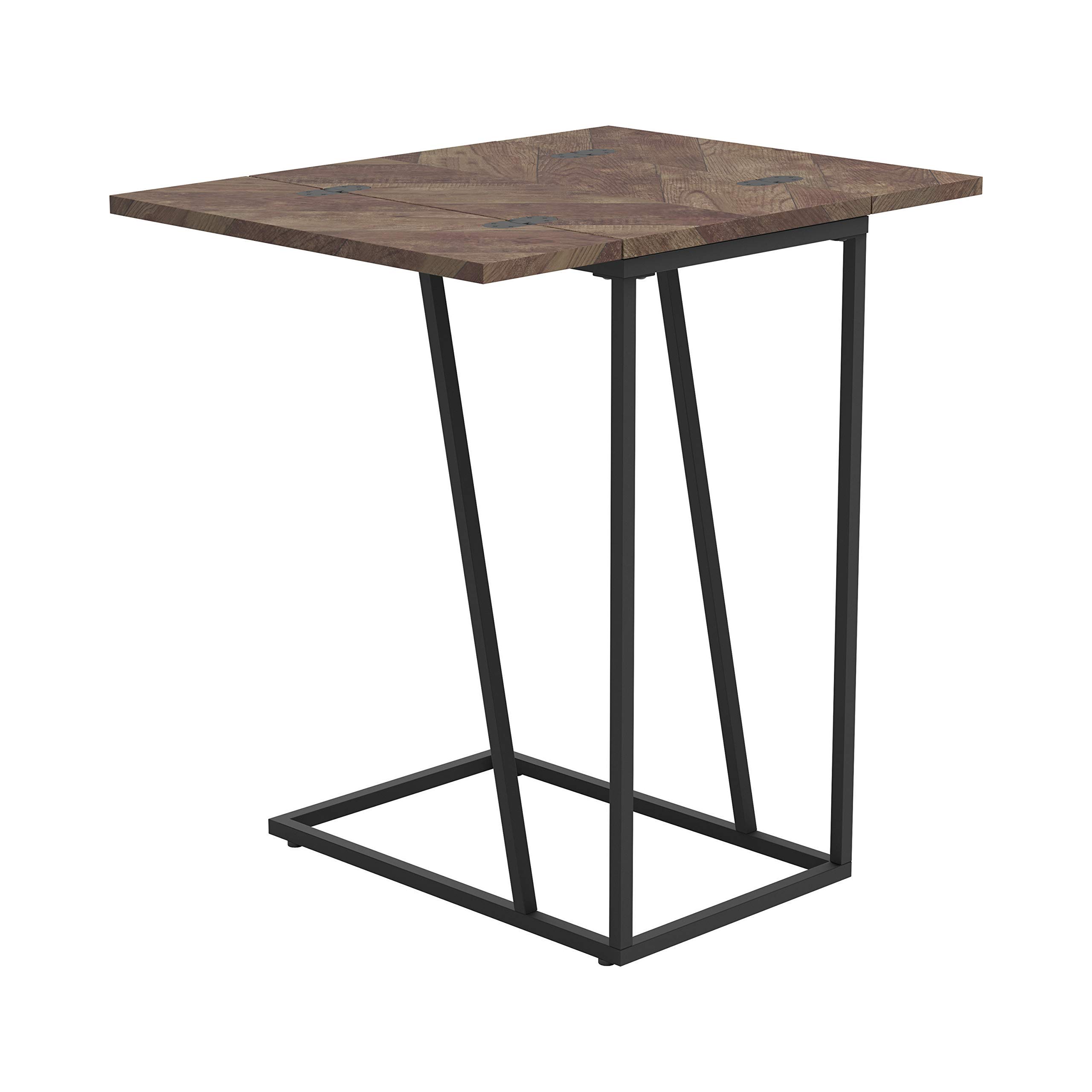 Benjara Expandable Wooden Accent Table with Chevron Top - Brown Finish | Perfect for Living Room, Bedroom & Office Decor
