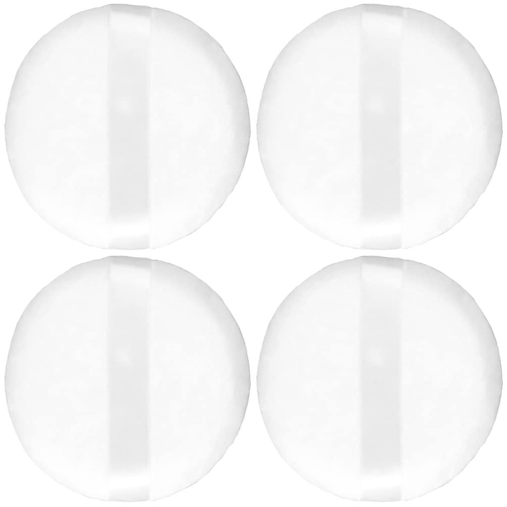 Beavorty 4Pcs Makeup Setting Powder Puff - Flocked Cotton Powder Puff for Loose & Dry Makeup - Soft Body Puff for Flawless Finish (White) | Perfect for Baking, Setting & Touch-Ups