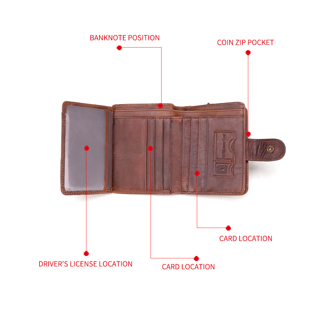 RFID Blocking Bifold Wallet for Men - Slim Leather Credit Card Holder with Money Clip - Perfect for Travel, Business & Everyday Use