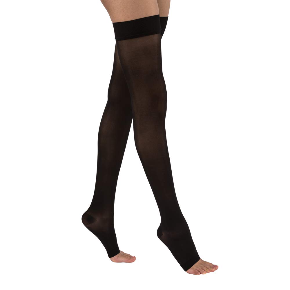 JOBST 119769 BSN Medical Compression Stocking - Thigh High Open Toe 20-30mmHg Medium Classic Black - Ideal for Varicose Veins, Edema & Post-Surgery Recovery