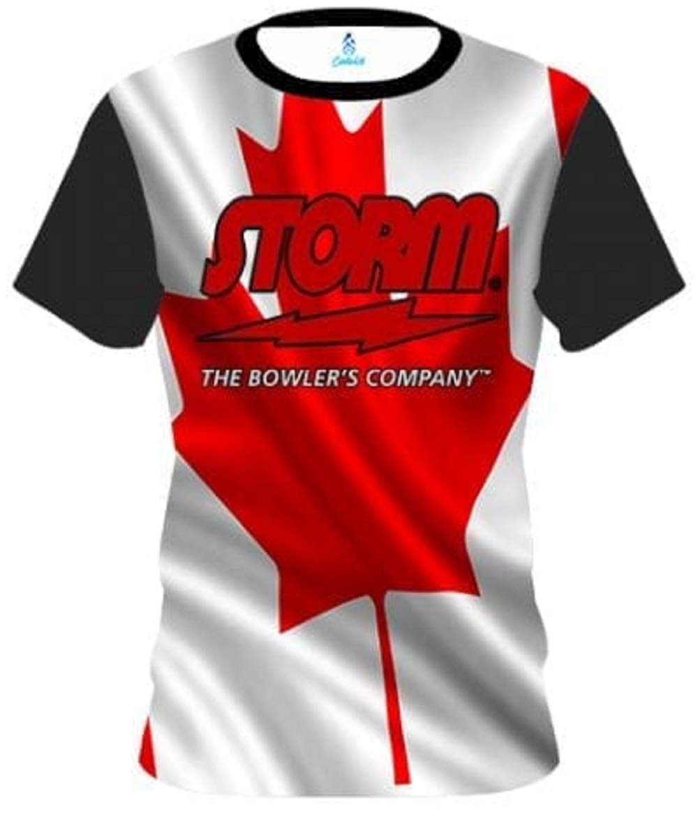 CoolWick Storm Canadian Flag Bowling Jersey - Moisture-Wicking Performance Shirt for Bowling Enthusiasts - Perfect for Tournaments, Leagues & Casual Play