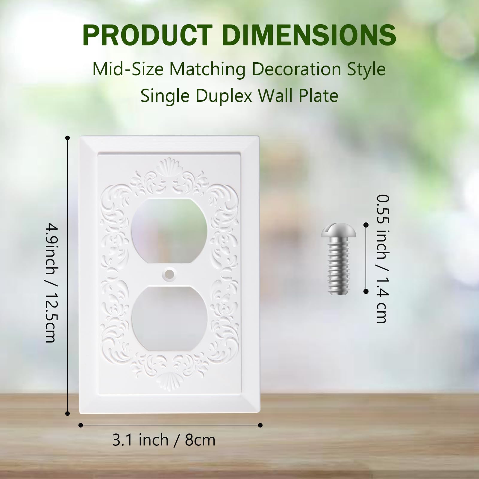 Petal Relief Design White Modern Decorative Outlet Covers & Light Switch Plates - Classic Style Duplex Receptacle Wall Plates, 4.9 x 3.1 Inch (10-Pack) - Perfect for Living Room, Bedroom & Office Decor