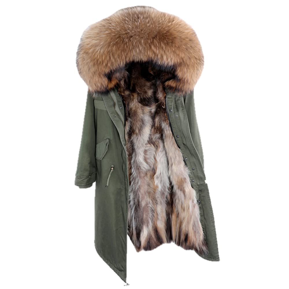 Luxury Real Winter Jacket with Natural Raccoon Fur Collar - Warm Loose Long Coat for Women | Perfect for Cold Weather, Outdoor Activities & Fashion Statement