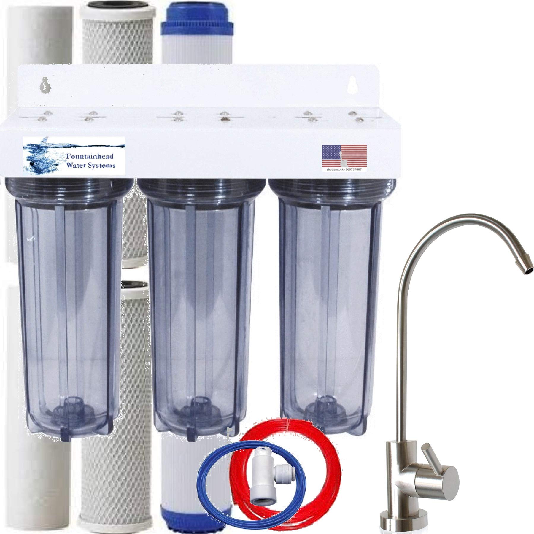 3-Stage Under Sink Water Filtration System with Extra Filters & Polished Stainless Steel Faucet - Clean Drinking Water for Kitchen, Home & Office Use