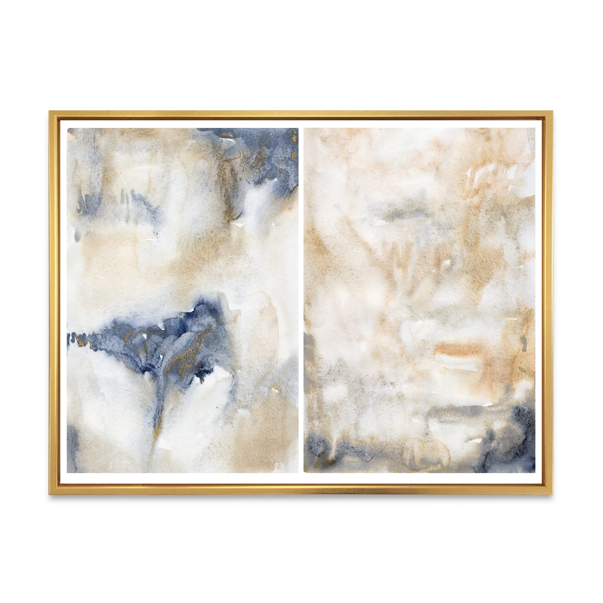 Abstract Pink Gold Beige & Dark Pastel Strokes Framed Canvas Wall Art Print - Modern Home Decor for Living Room, Bedroom & Office
