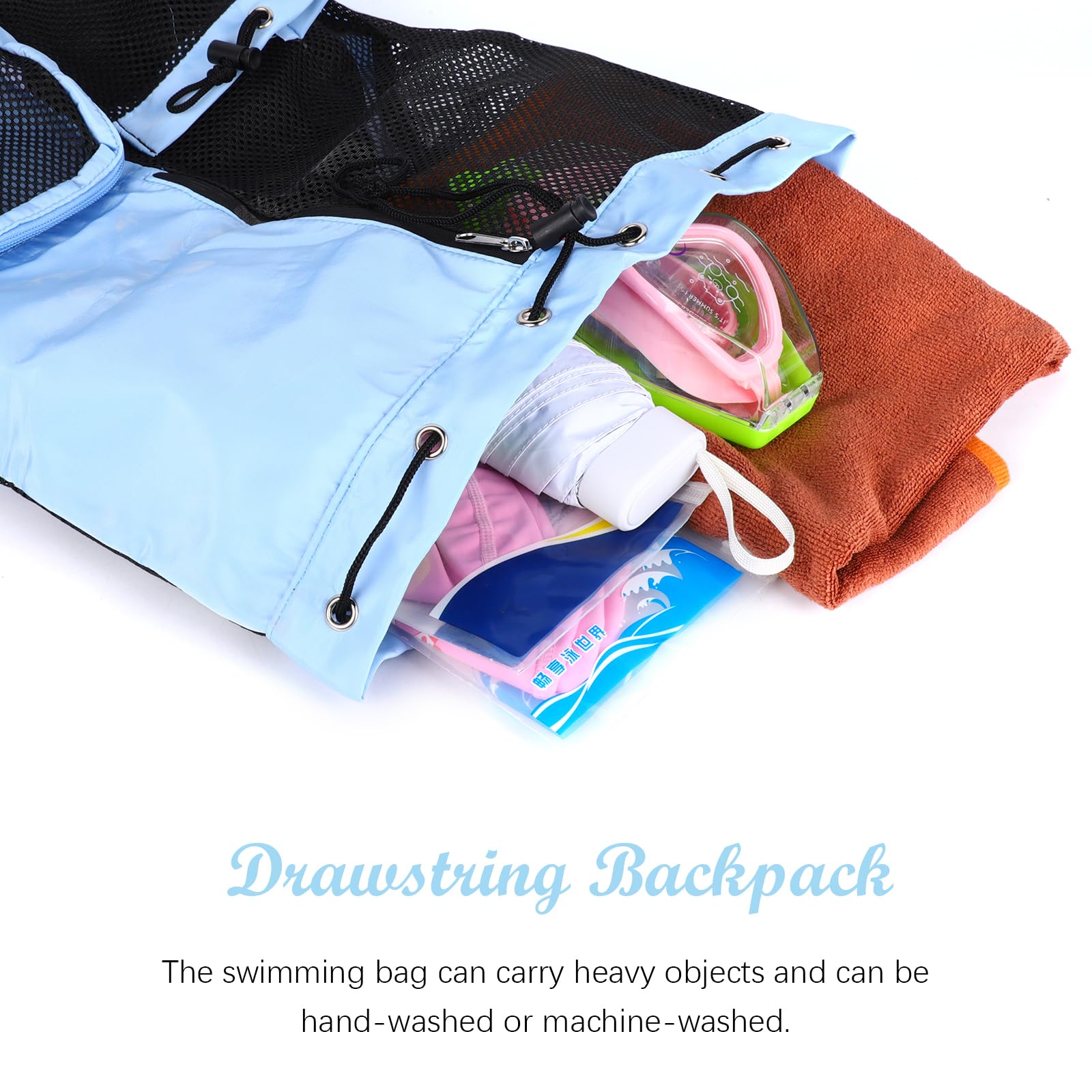 **Waterproof Nylon Swim Bag with Adjustable Strap - Mesh Drawstring Backpack for Swimming, Gym, Travel & Sports - Lightweight & Durable for Pool, Beach & Workout**