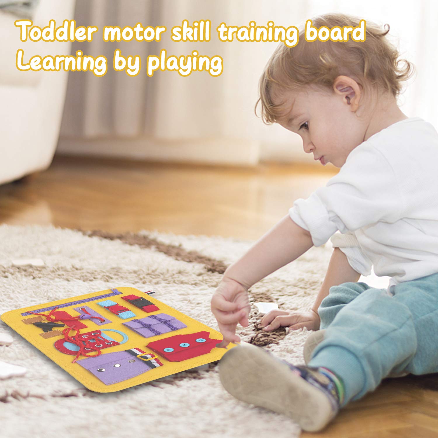 Montessori Busy Board for Toddlers - Sensory Learning Toys for Fine Motor Skills, Preschool Education & Autism Development - Perfect for Airplane, Car & Home Play