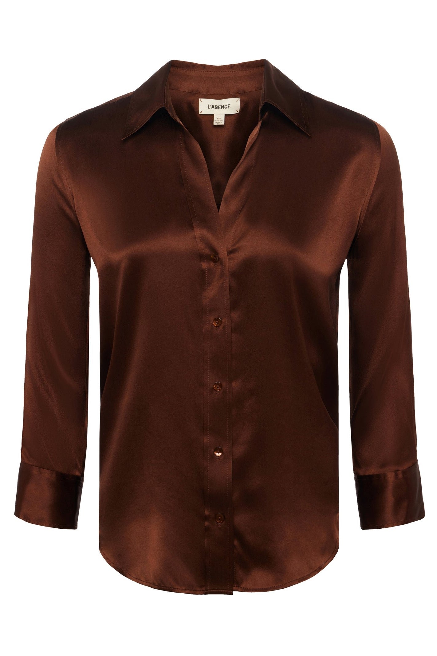 L'Agence Dani Silk Blouse for Women - Elegant Long Sleeve Button Down Shirt for Work, Office & Special Occasions