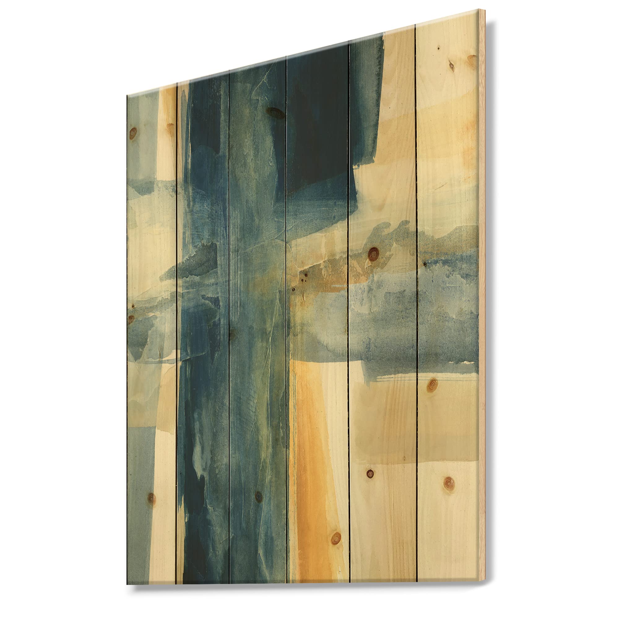 Indigo Panel Vi Modern & Contemporary Wood Wall Decor - Blue Wood Wall Art for Living Room, Bedroom & Office - Large Cottage Wood Panels Printed on Natural Pine - Handmade Home Décor for Farmhouse & Boho Style