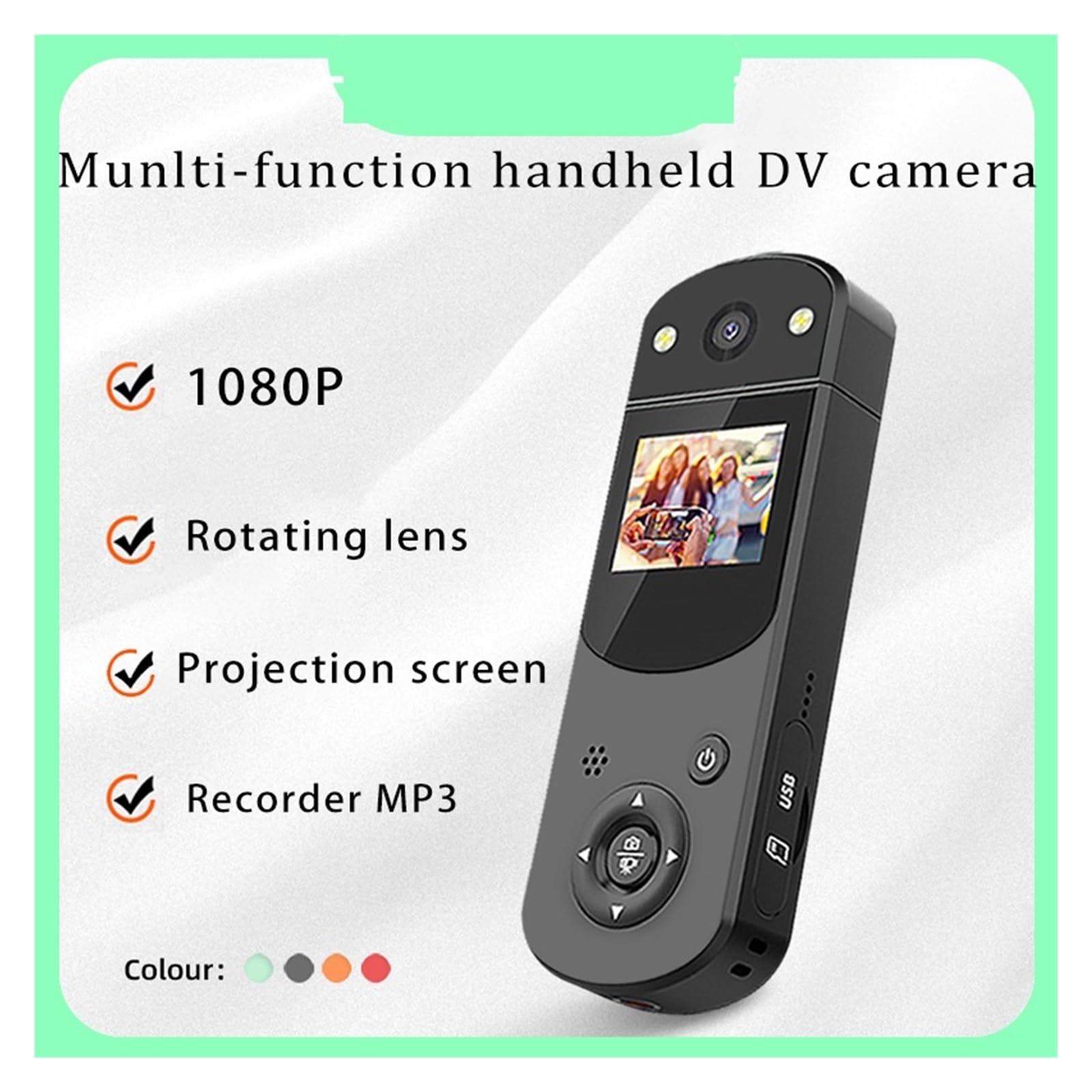MZZYG 4K HD Action Camera with Night Vision - Waterproof Handheld Digital Camcorder, Back Clip Drive Recorder, Portable Mini Camera with 32GB Card (Orange) - Perfect for Sports, Travel Vlogging & Outdoor Adventures