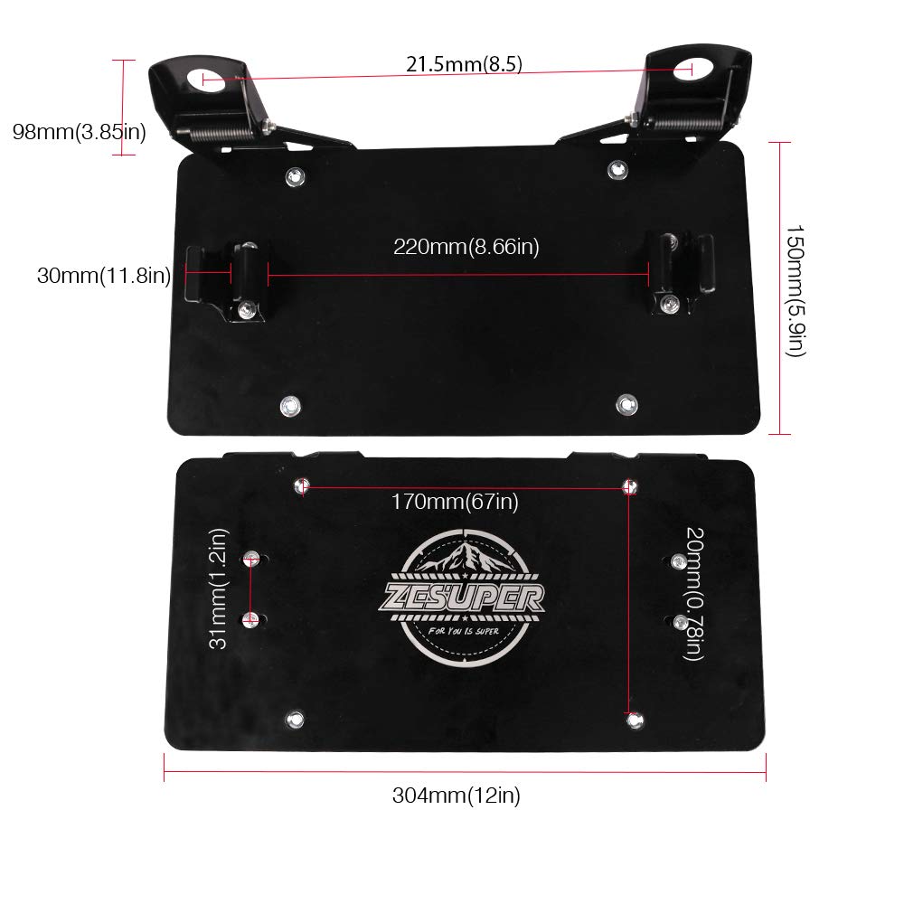 ZESUPER Flip-Up Winch Roller Fairlead with Stainless Steel License Plate Mount - Heavy Duty Off-Road Accessory for Jeep, Truck & ATV - Perfect for Trail Riding, Towing & Recovery Operations