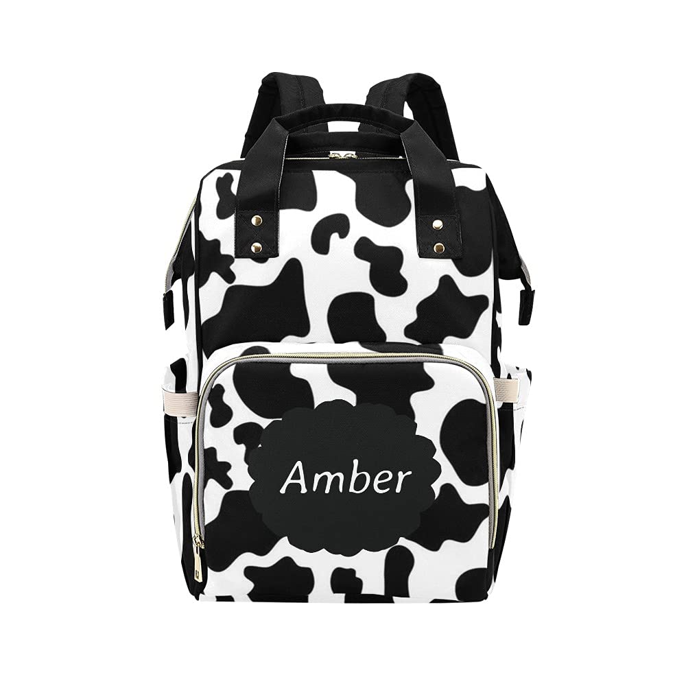 Personalized Cow Diaper Backpack for Moms - Large 10.83 x 6.69 x 15 Inch Baby Bag with Nursing Pockets | Perfect Baby Shower Gift, Travel & Everyday Use for New Parents