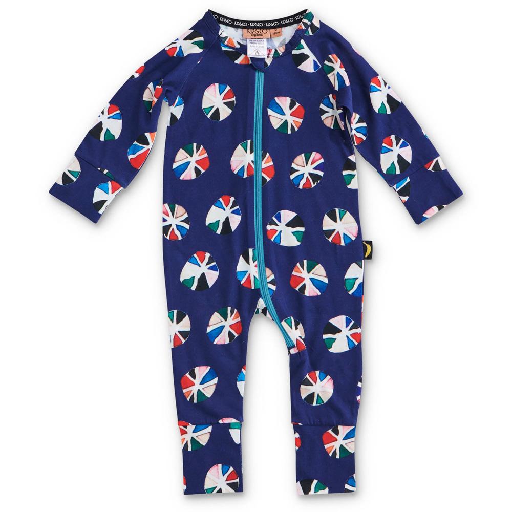 Organic Navy Blue Zip Romper for Baby Boys & Girls - Soft Cotton One-Piece Outfit for Playtime, Daycare & Special Occasions