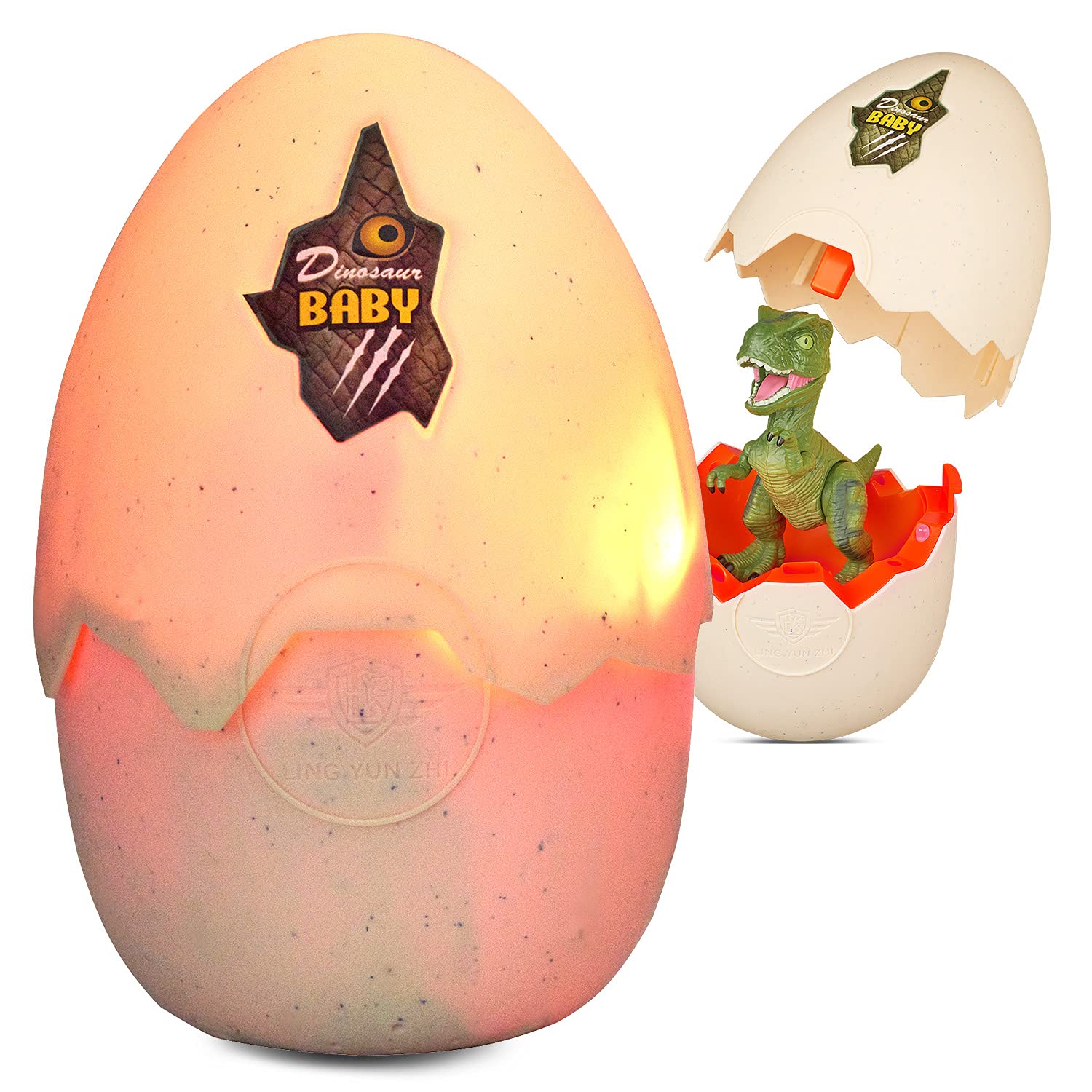 Realistic Hatching Dinosaur Eggs with LED Lights & Sound - Interactive Touch Control Jurassic Dino Toy for Kids Ages 3+ | Perfect for Easter, Birthday, Christmas Gifts & STEM Learning Play