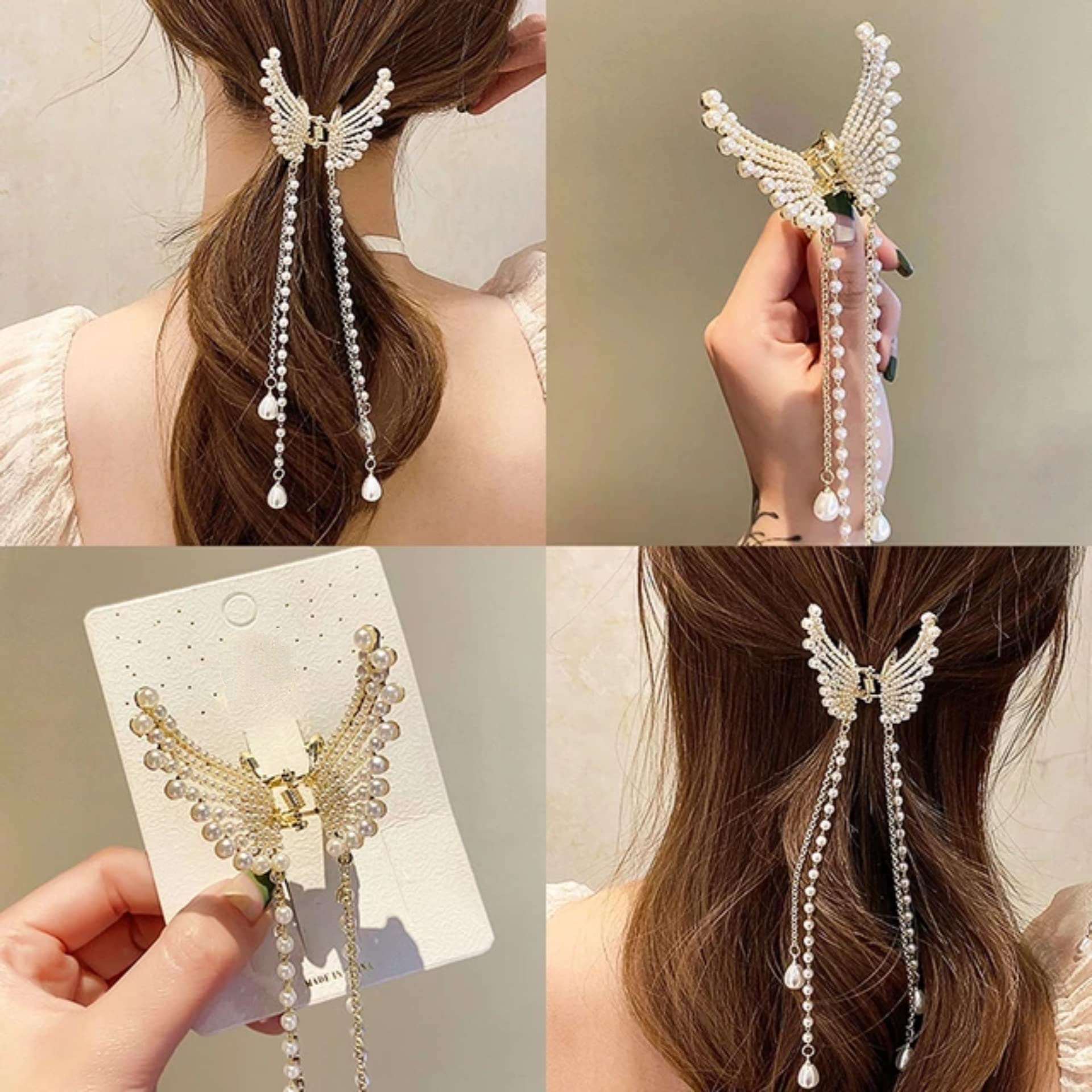 Butterfly Hair Claw Clip - Metal Hair Clutcher for Women, Korean Style Wedding Hair Accessories, Hair Clips & Pins for Updos, Ponytails & Everyday Styling
