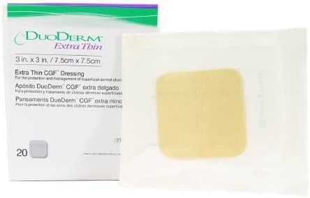 ConvaTec Duoderm Extra Thin CGF Dressing 3x3 Inch (20 Count Box) - Hydrocolloid Wound Care for Pressure Ulcers, Burns & Post-Surgical Healing