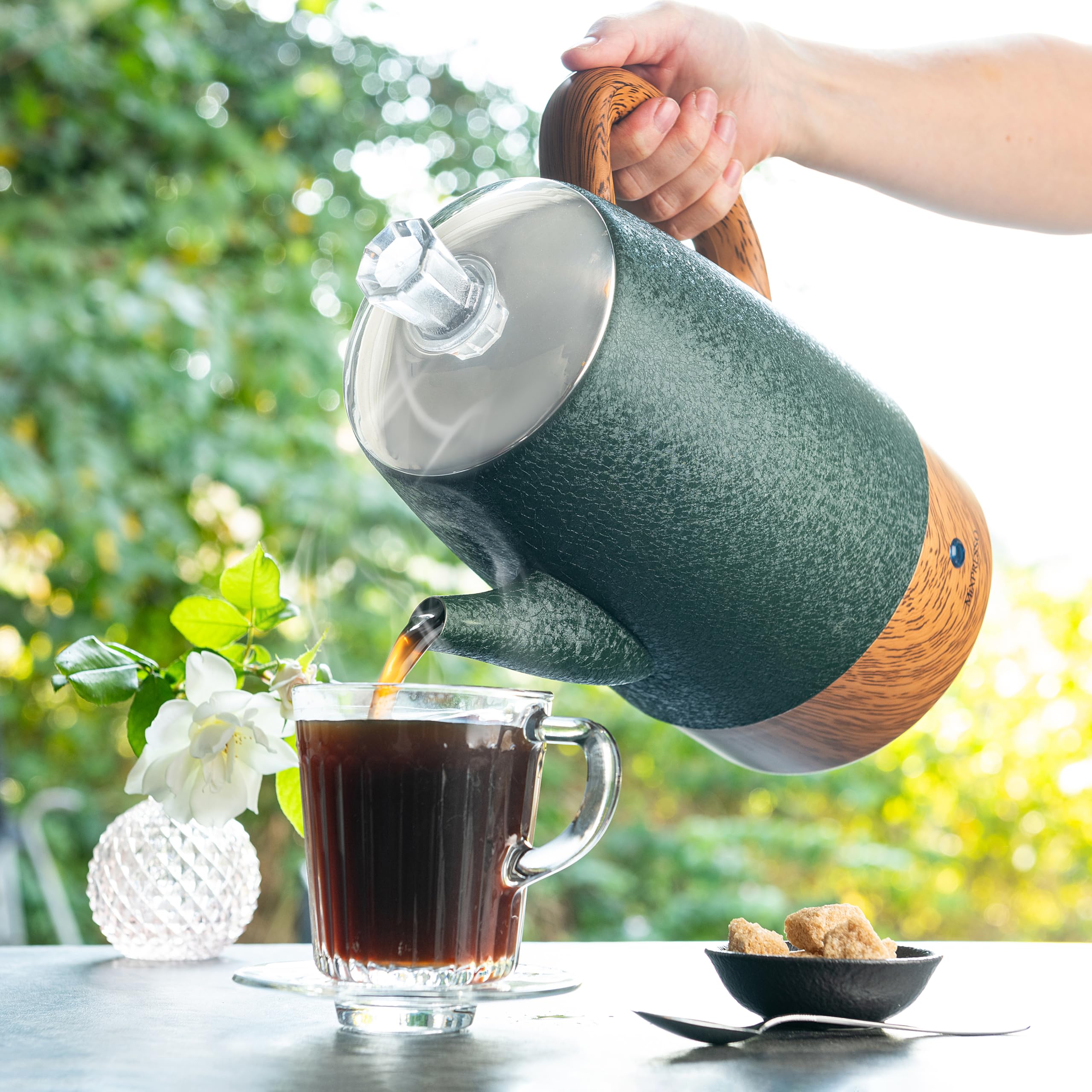Mixpresso 10-Cup Electric Coffee Percolator with Keep Warm Function - Stainless Steel Coffee Maker with Basket for Home, Office & Camping (Shiny Green)
