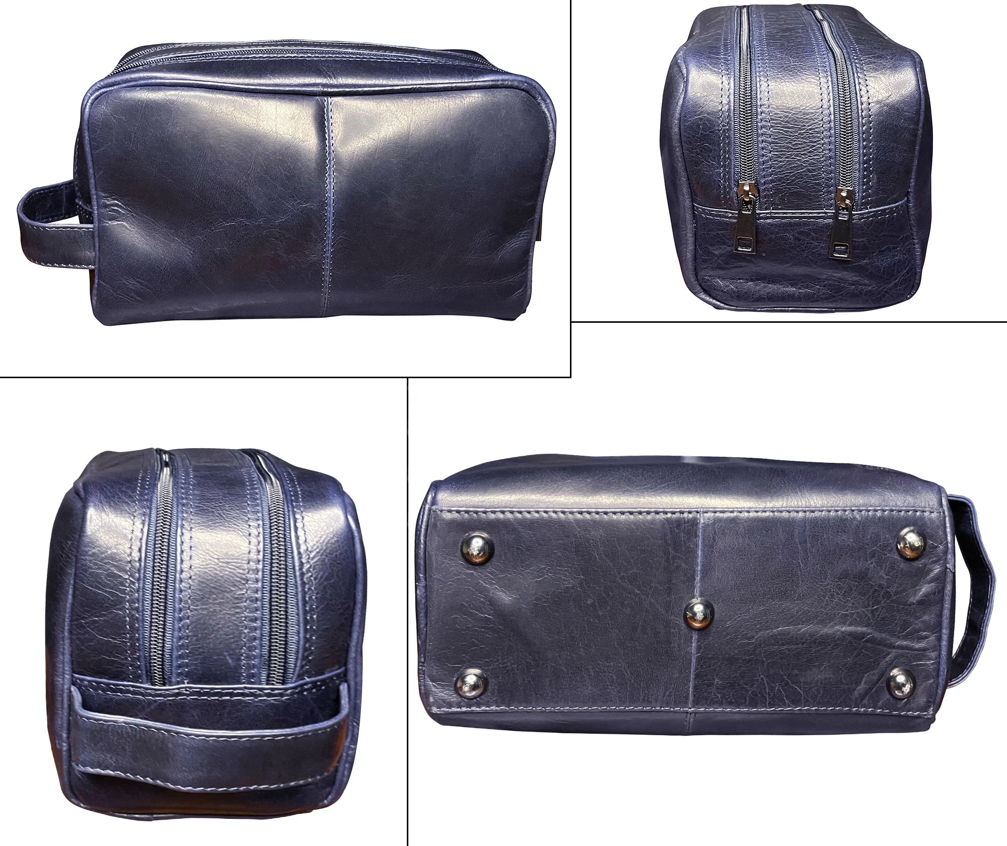 Johnny Men's Leather Travel Dopp Kit - Oxford Blue Toiletry Bag for Men | Perfect for Gym, Business Trips & Weekend Getaways