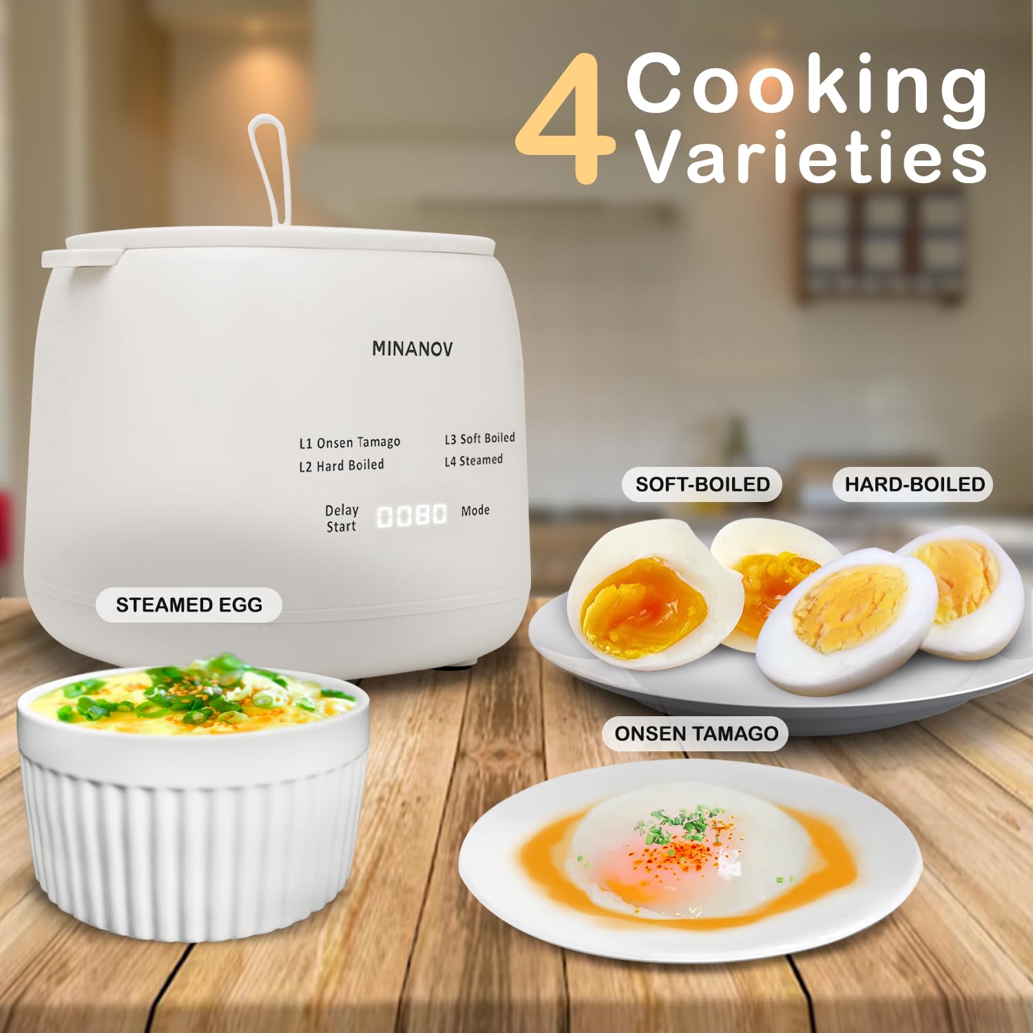 Electric Egg Cooker with Auto Shut Off - Smart Egg Maker Machine for Hard Boiled, Soft Boiled, Poached & Steamed Eggs - Perfect for Home Kitchen, RV, Camping & Dorm Use - Make Onsen Tamago & Healthy Breakfast Easily