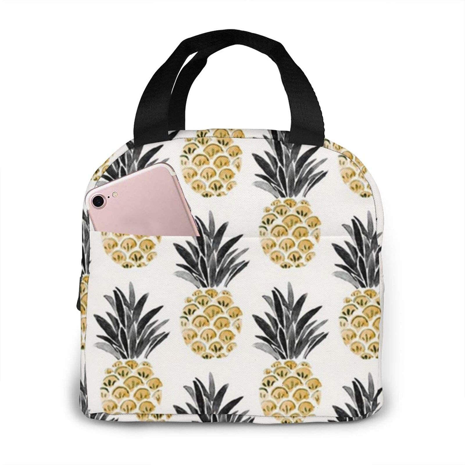 Vintage Pineapple Insulated Lunch Bag for Women & Men - Eco-Friendly Reusable Tote Lunch Box for Work, School & Picnics | BPA-Free Thermal Food Container