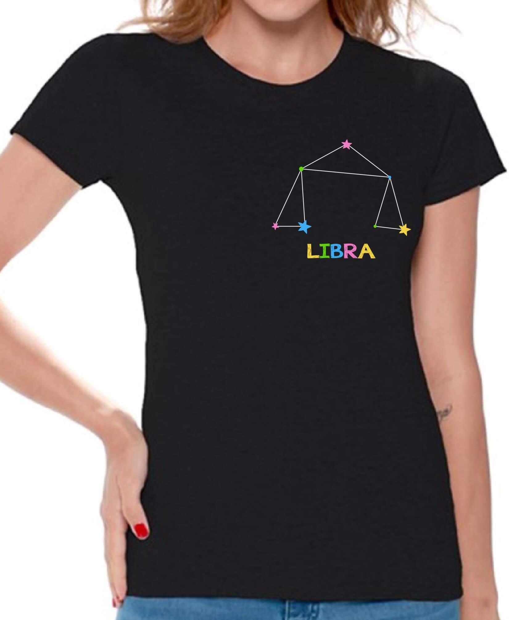 Libra Zodiac Sign Tshirts for Women - Perfect Birthday Gifts for Mom, Wife & Girlfriend - Astrology Inspired Apparel for Casual Wear & Special Occasions
