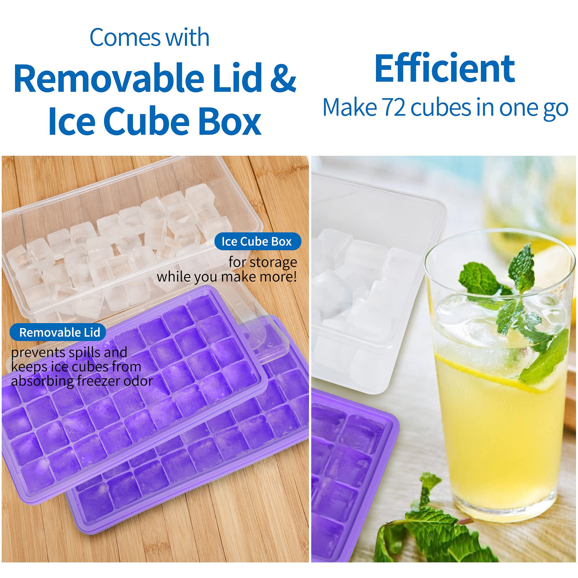 Premium Food-Grade Silicone Ice Cube Tray Set with Lid & Storage Bin - 2x36 Small Nugget Ice Molds + Ice Bucket & Scoop - Flexible Freezer-Safe Ice Cube Maker for Cocktails, Smoothies & Beverage Chilling