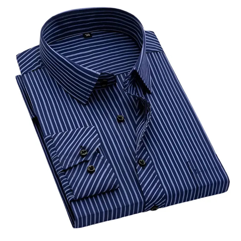 Premium Men's Pinstripe Dress Shirt - Slim Fit Formal Business Shirt for Office, Wedding & Special Occasions