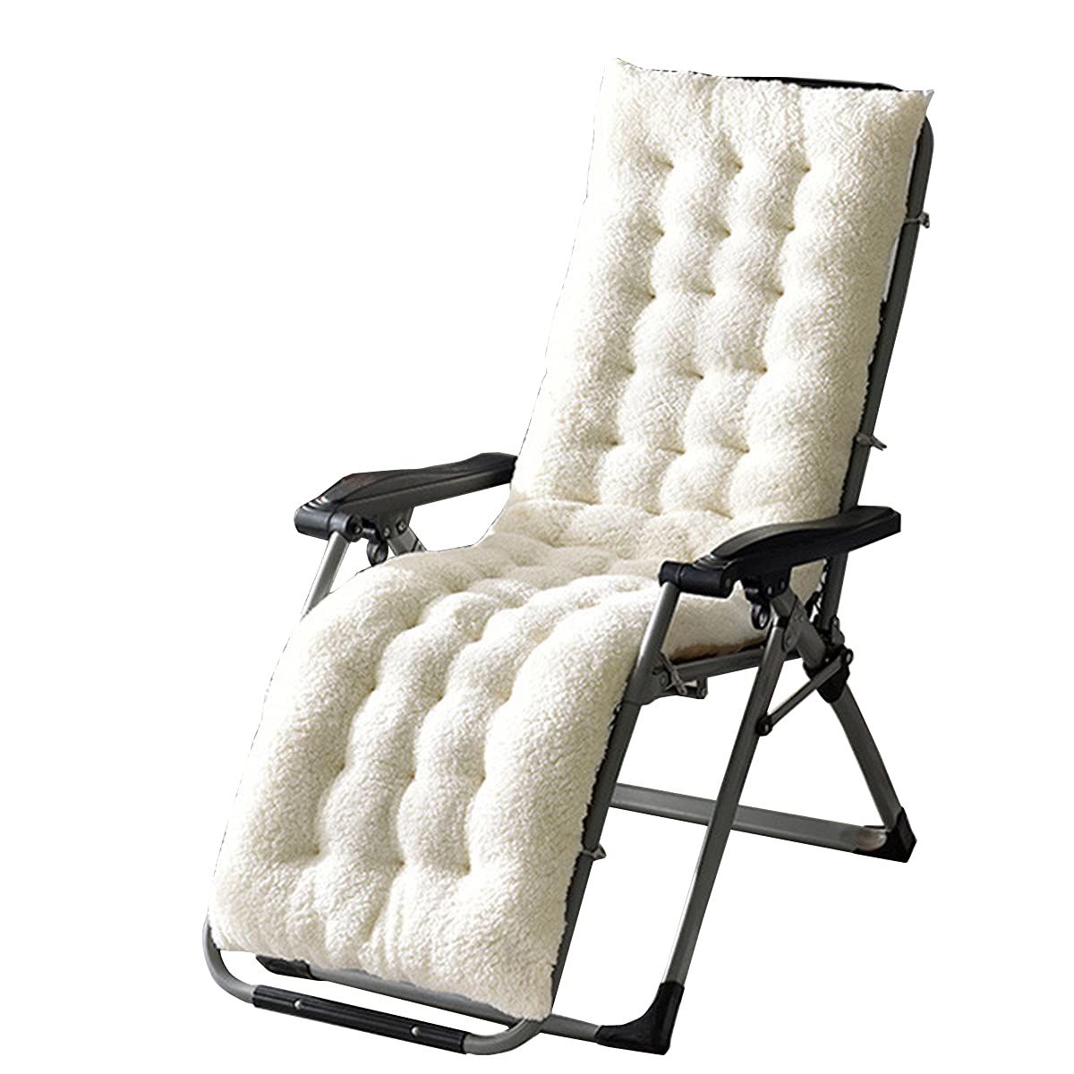 Outdoor Lounge Chair Cushions - Non-Slip Chaise Cushion for Patio Furniture, Water-Resistant & Durable - Perfect for Poolside, Garden, Deck, or Balcony - 19.6x63 Inches, Ivory