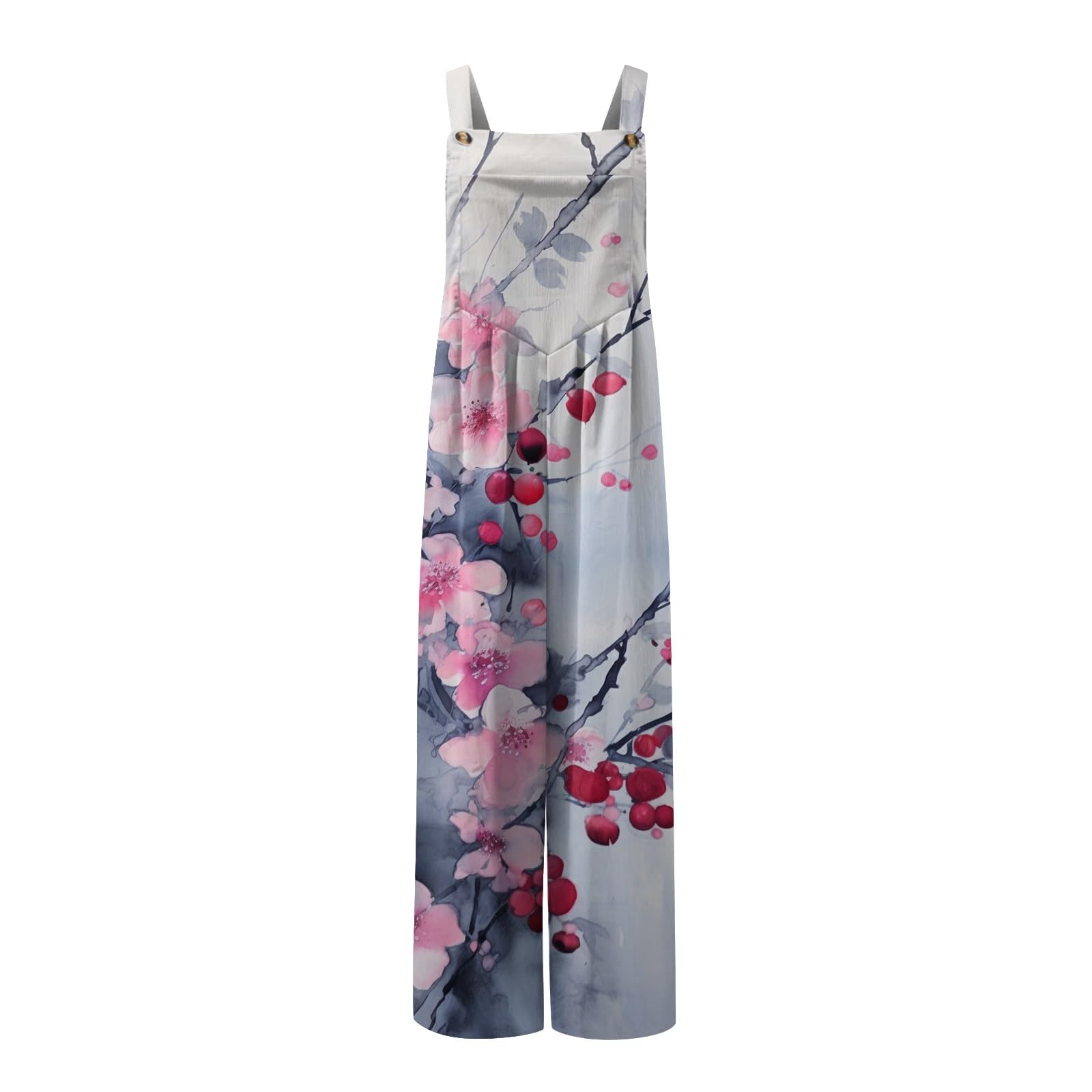 Women's Summer Jumpsuit - Casual Printed Linen Overalls with Pockets | Wide Leg Romper for Beach, Travel & Everyday Wear