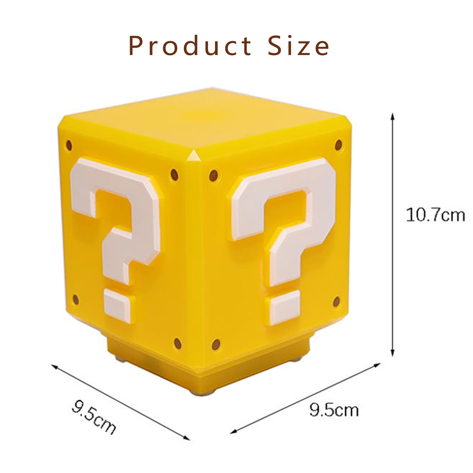 Hopanrel Super Bros Question Block Lamp - Square LED Night Light with USB Cable, Game Coin Sound Effect, Bedside Table Lamp - Perfect Gift for Boys, Girls & Kids | Gaming Room Decor, Bedroom Night Light, Fun Toy for Nintendo Fans