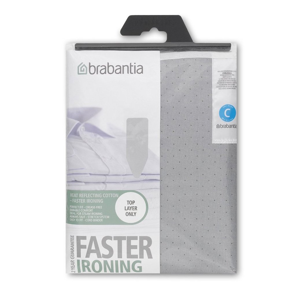 Brabantia PerfectFlow Ironing Board with Faster Ironing Cover - Stainless Steel, Blue Bubbles Design, 49 x 18 Inches - Premium Fabric Ironing Board Cover for Home & Professional Use - Ideal for Clothes, Linens & Fabric Care