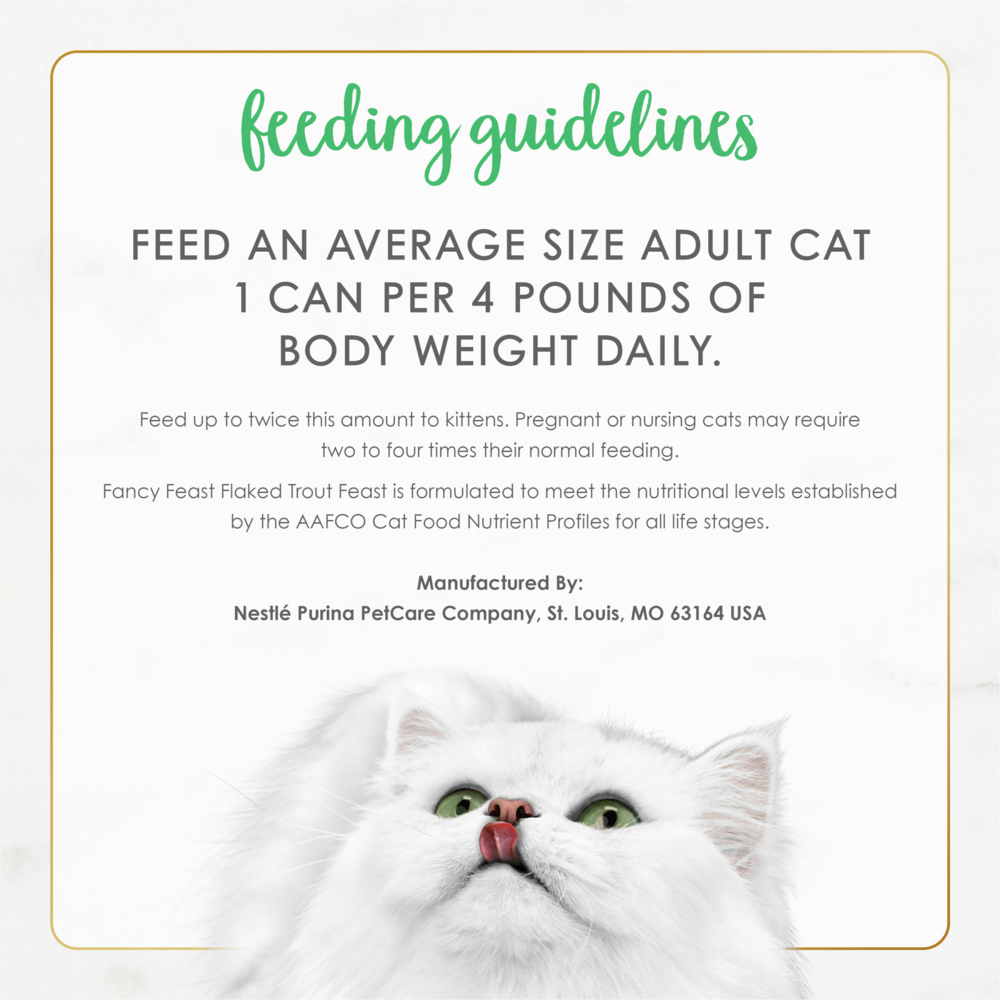 Fancy Feast Flaked Trout Canned Cat Food - Grain Free Wet Cat Food for Adult & Senior Cats - High Protein Natural Cat Food for Indoor & Outdoor Cats - Perfect for Mealtime & Special Treats